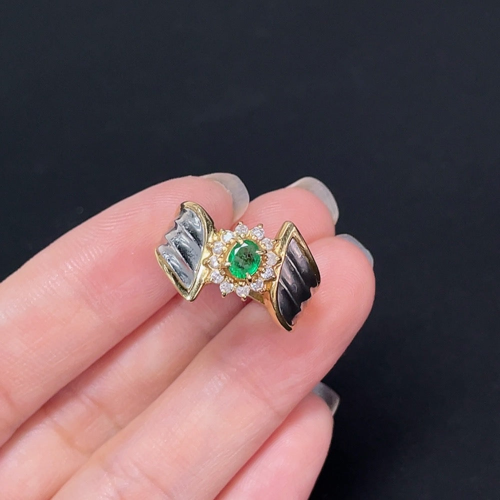 Clarity-Enhanced Emerald Ring with Diamond Accents