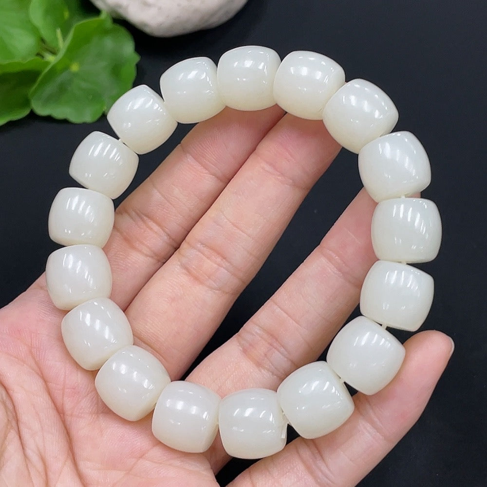 Hetian Jade Bracelet . 12.6mm . | Huiliu Certified