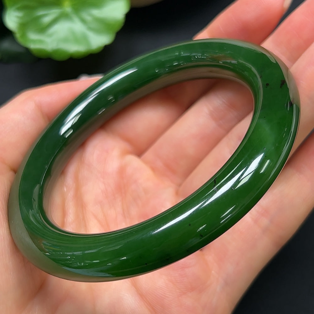 Hetian Jade Green Jade Round Bangle