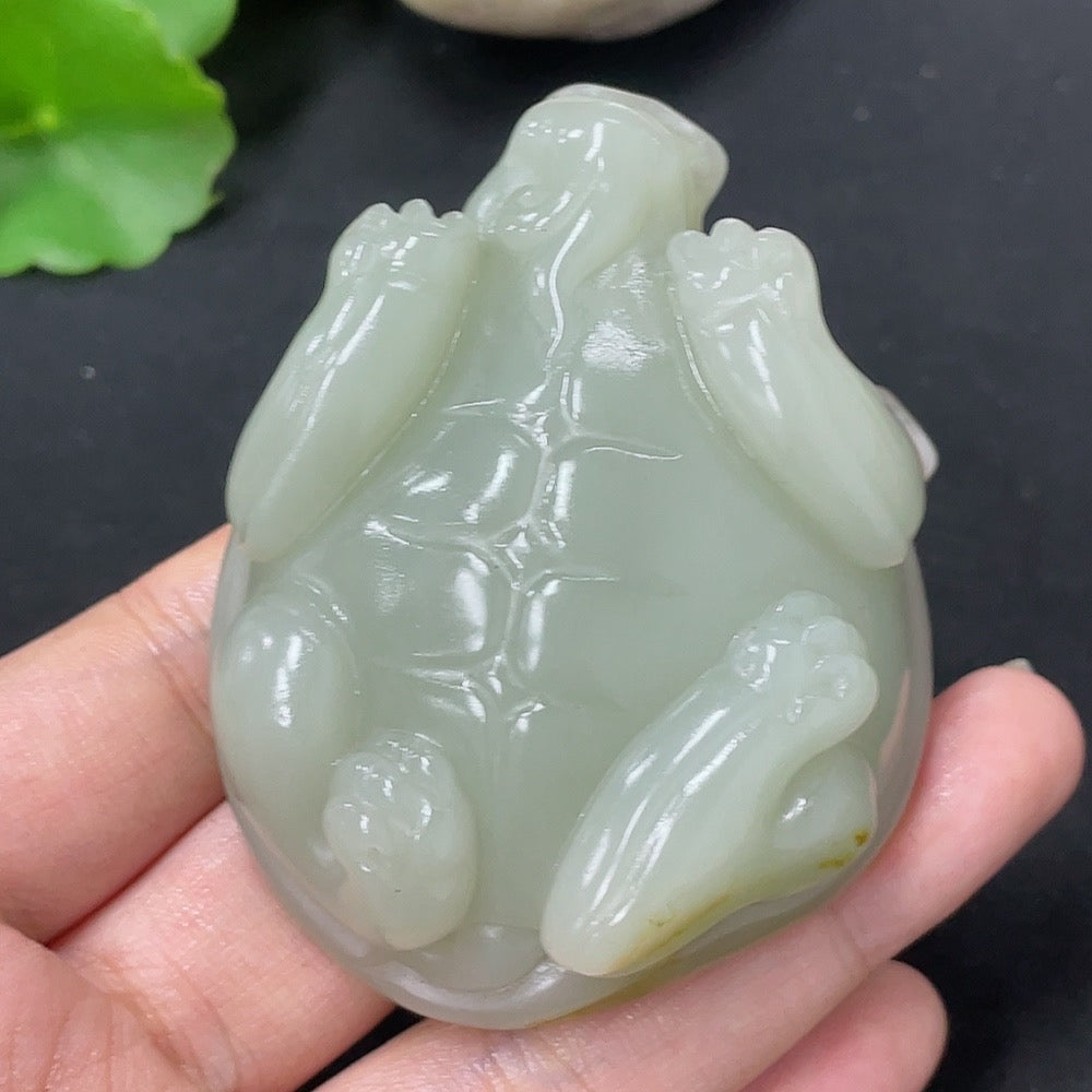 Hetian Jade Handheld Piece, Dragon Turtle, Undetermined Skin Color Origin