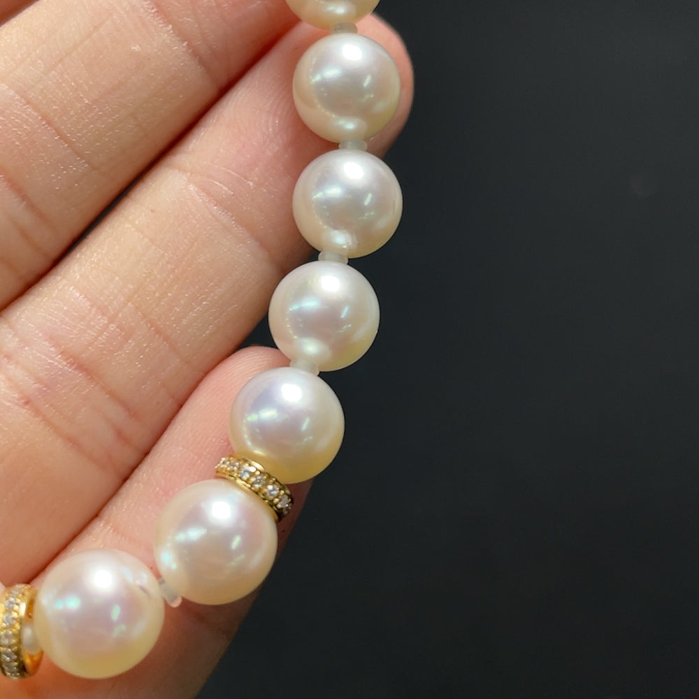 Seawater Pearl Bracelet Non-Diamond Marked Red Non-Gold String Undetectable Rest 18k Gold Size About 7.8mm