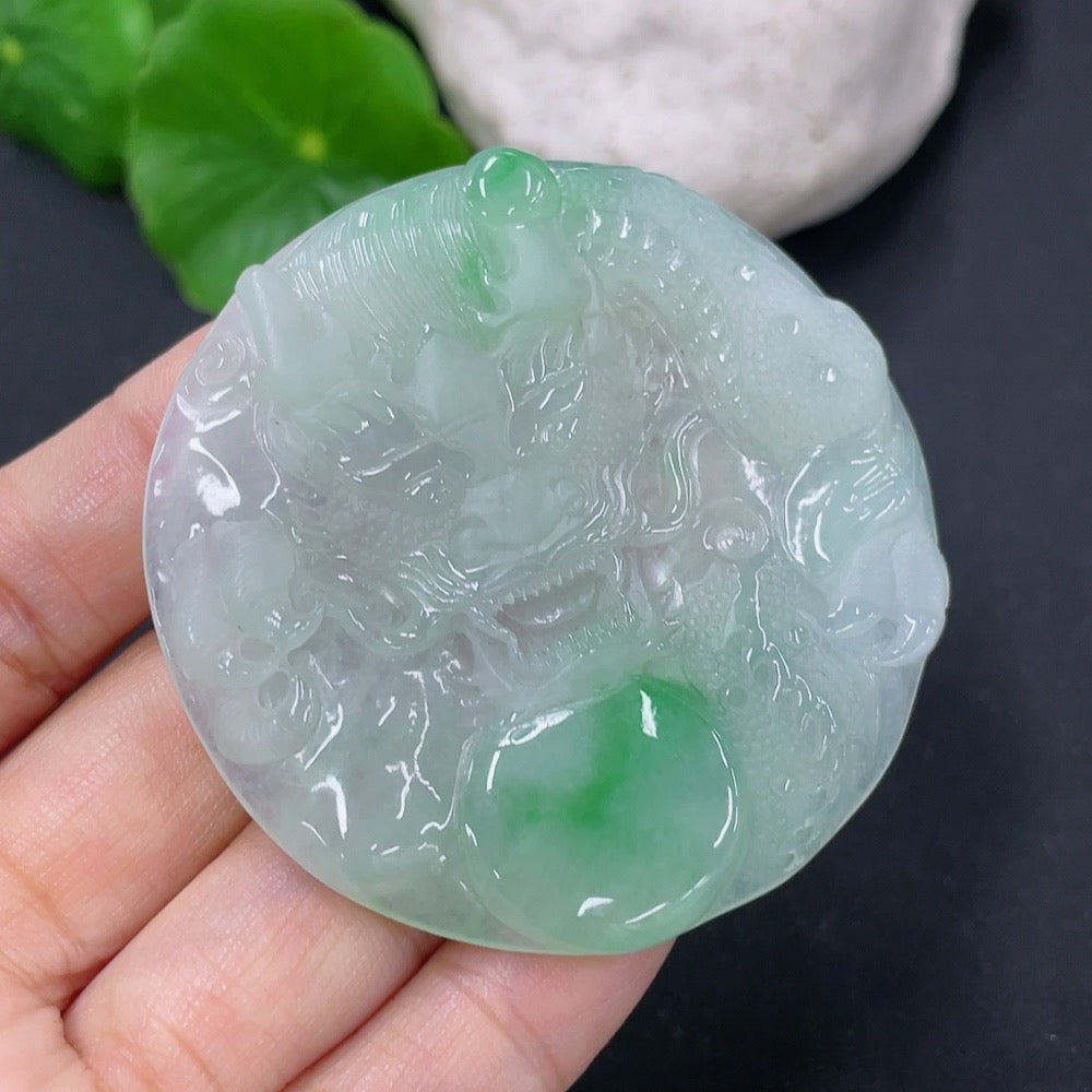 Jadeite Pendant Dragon Plaque Total Weight Approx. 29.24g