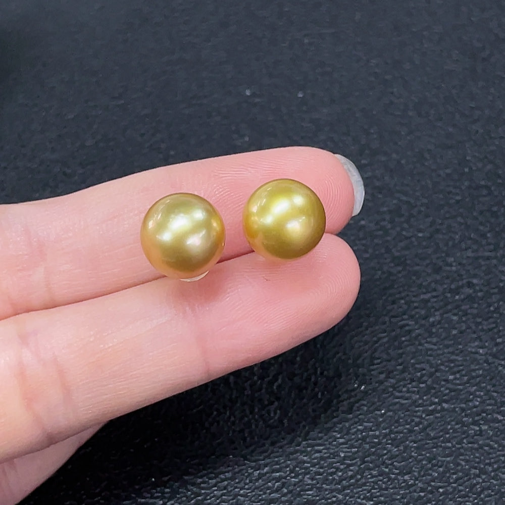 Seawater Pearl Earrings 18k Gold Color Origin Undetermined