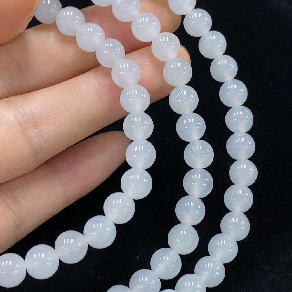 Jadeite Bead Necklace approximately 6.6mm, total weight about 58.75 grams, non-gold