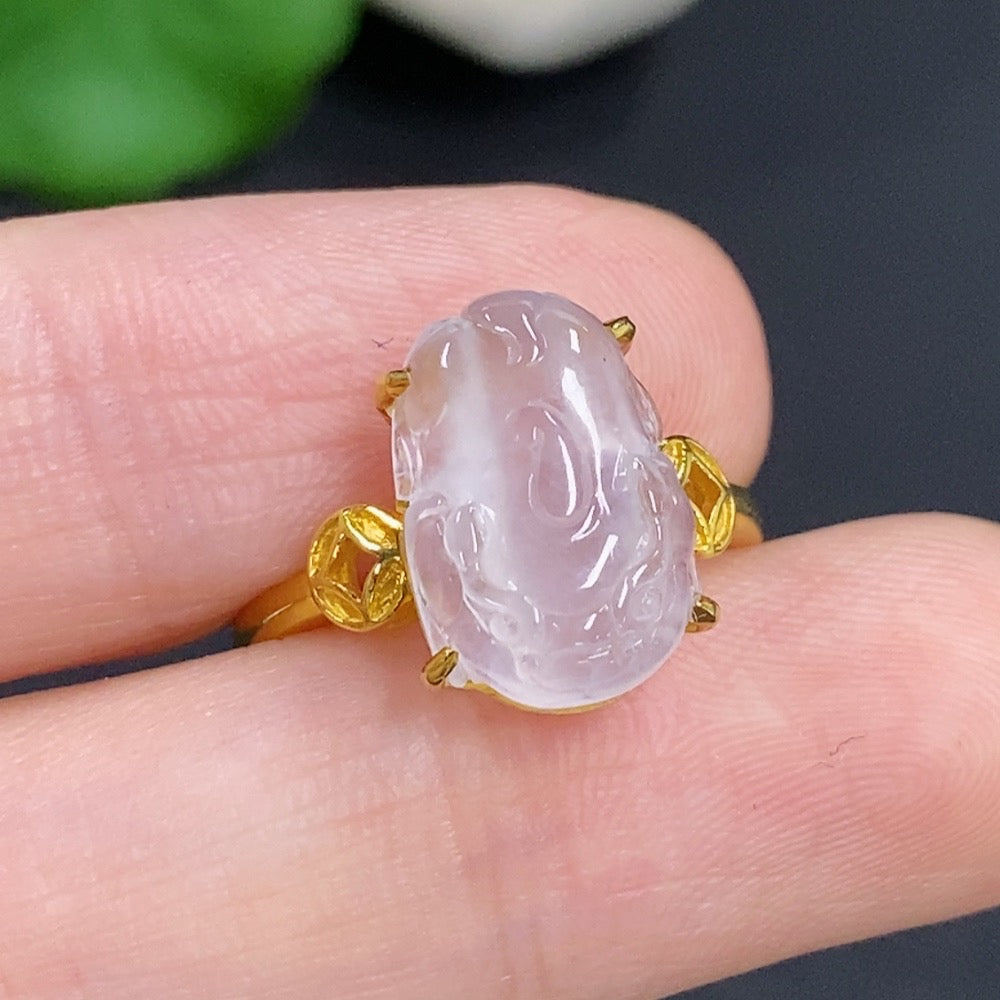 Jadeite Inlaid Ring 18K Gold