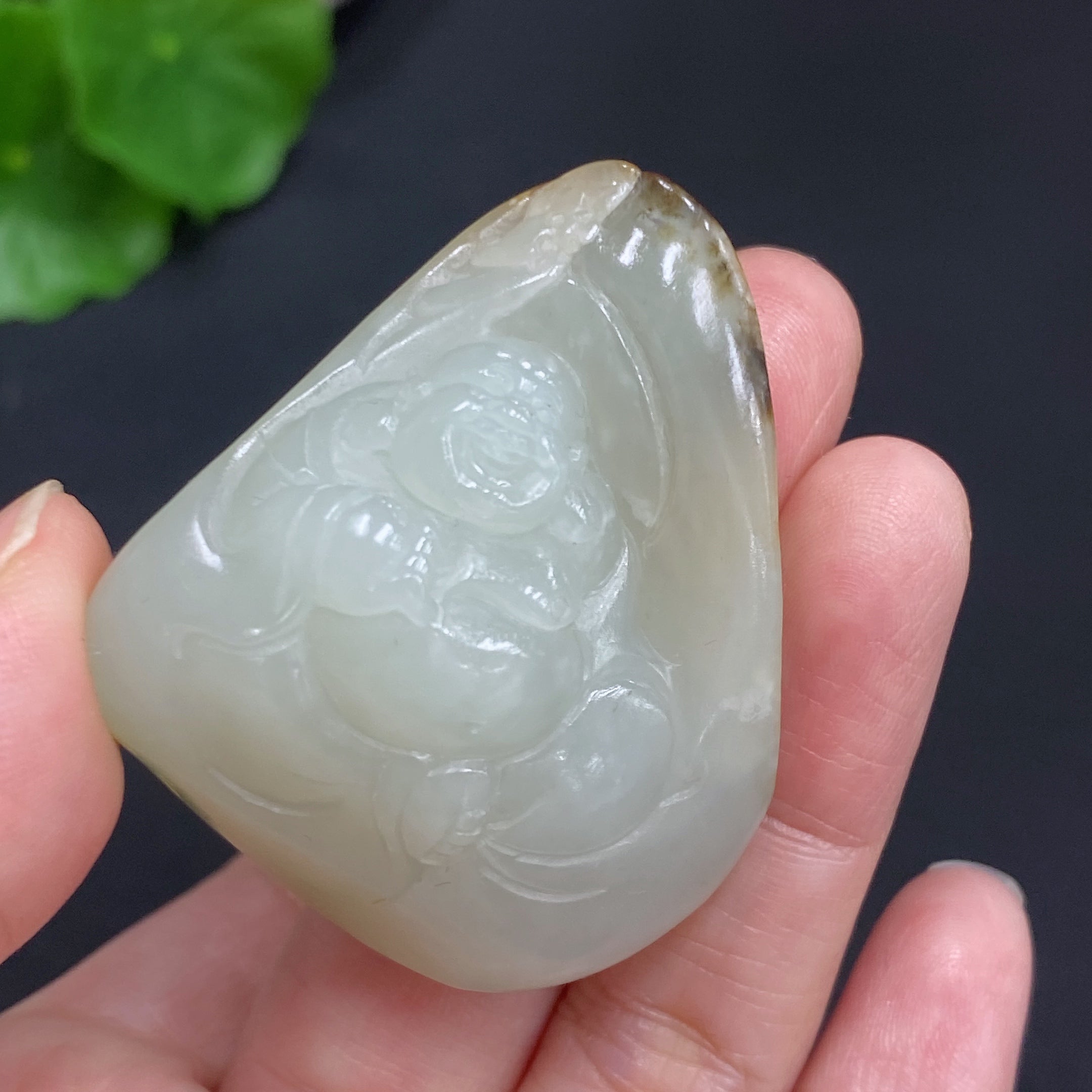 Hetian Jade Pendant - Buddha - Total Weight (including rope): 42.4g - Undetermined skin color origin
