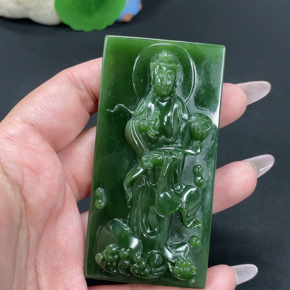 Hetian Jade Jasper Pendant Guanyin Total Weight Approx. 80.6g