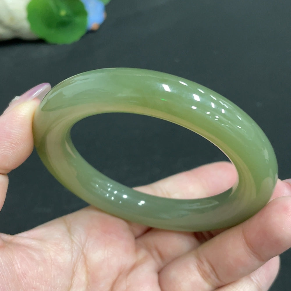 Hetian Jade Round Bangle Size 56.4 Total Weight Approx. 76.7g