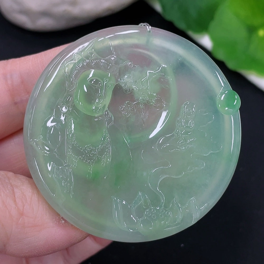 Jadeite Guanyin Pendant, Total Weight Approx. 33.4g
