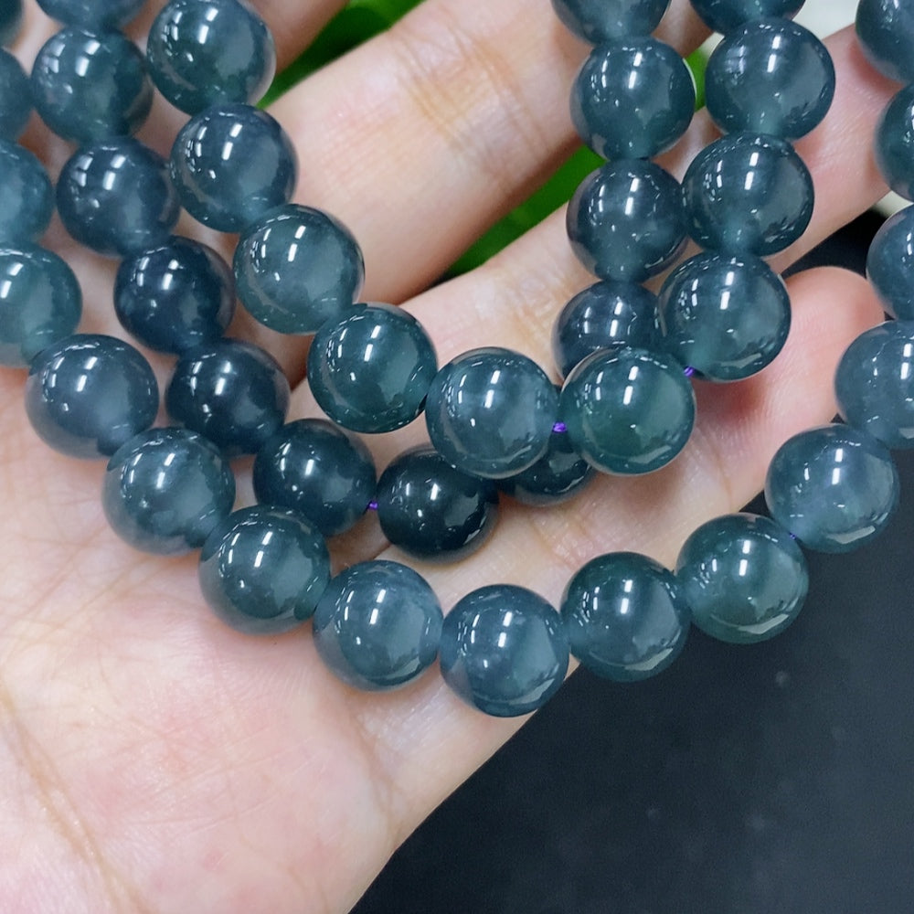 Jadeite Bead Necklace Non-Gold Size About 9.5mm