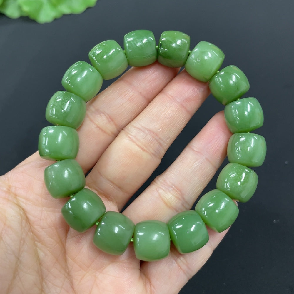 Hetian Jade Jasper Bracelet, approx. 11.8mm beads, total weight approx. 52.2g