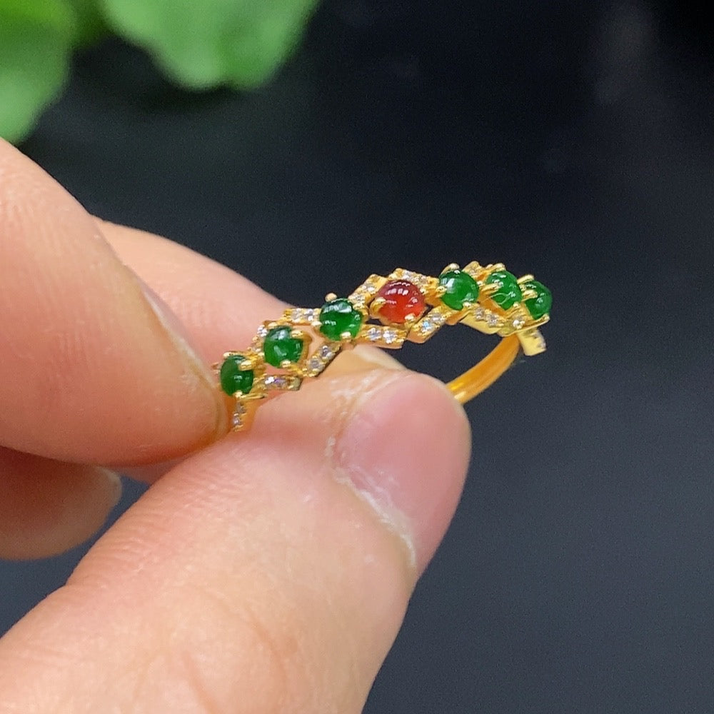 Jadeite Inlaid Ring 18k Size 13 Total Weight Approx. 1.29g Color Origin Undetermined