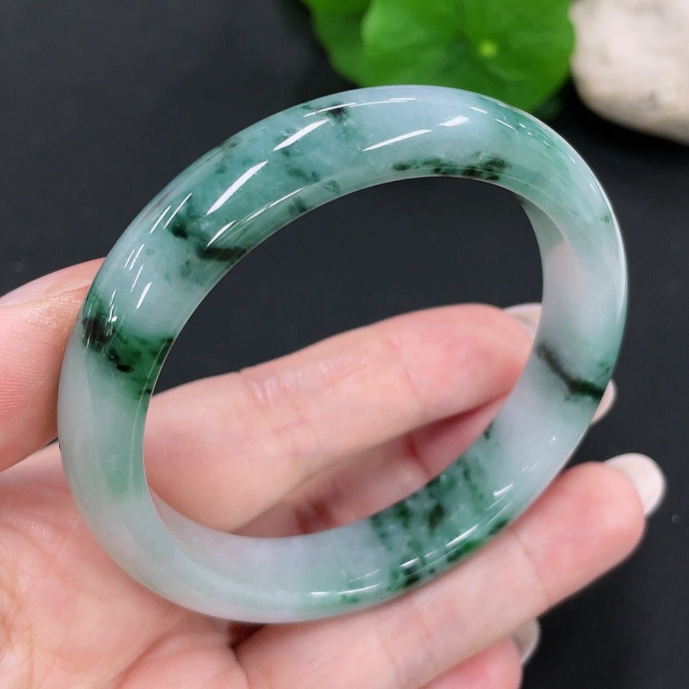 Jadeite Round Bangle Total Weight Approx. 47.69g Containing Other Mineral Components Size 54.9