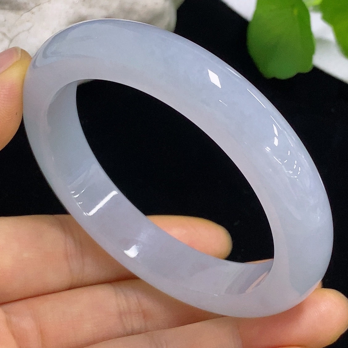 Jadeite round bracelet with size 56.4, weighing approximately 61.44g, featuring smooth jadeite beads from HKHQ.