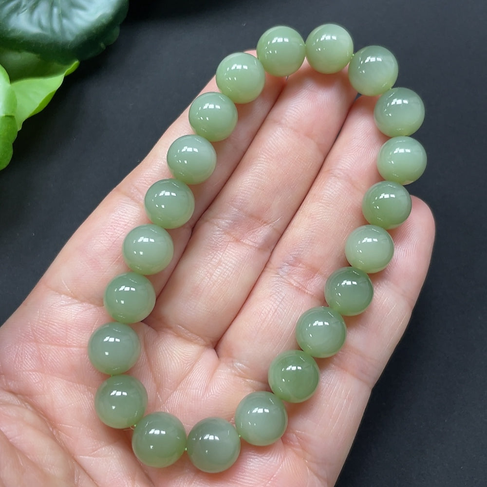 Hetian Jade Bracelet, 9.6mm, Approx. 29.54g