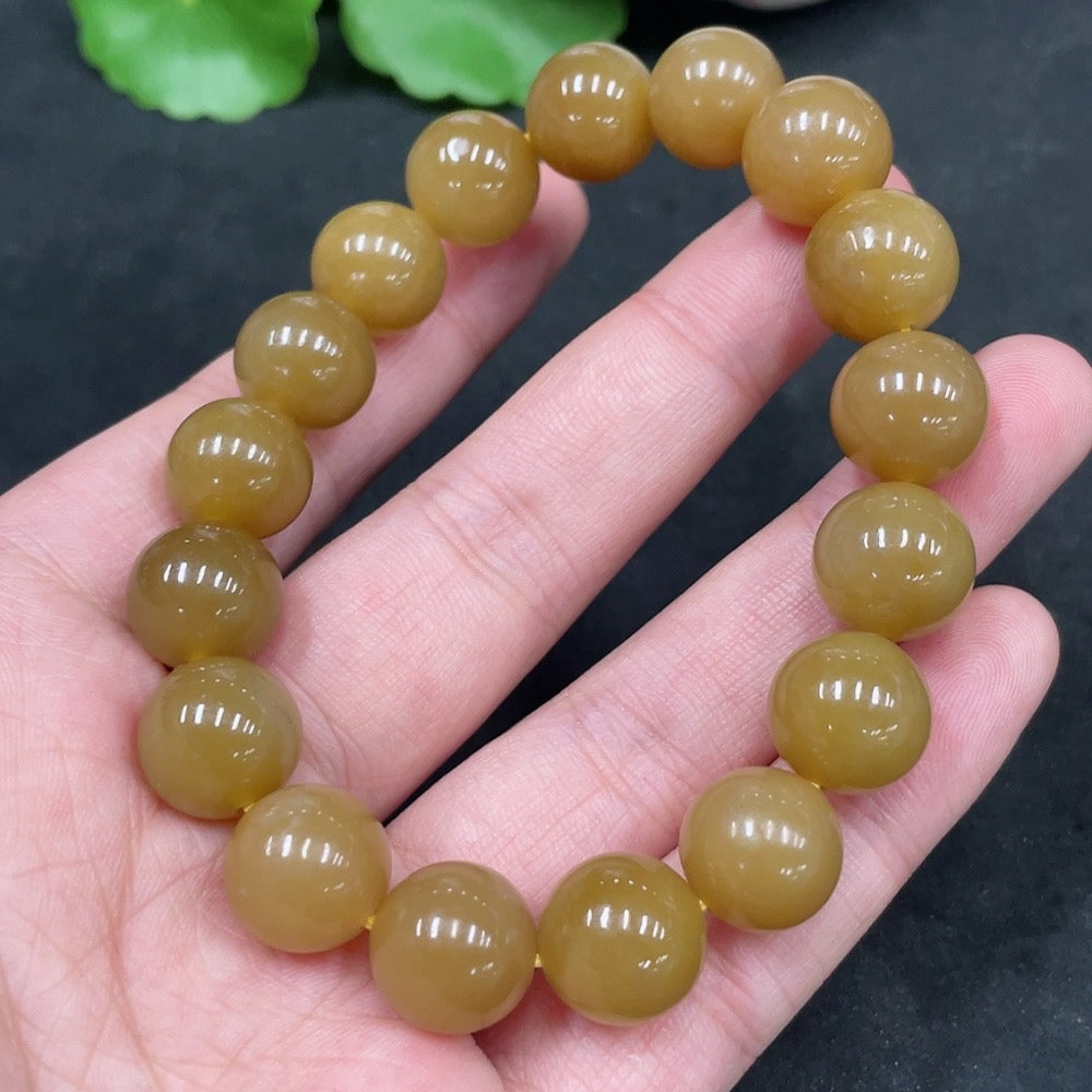Hetian Jade Bracelet, approx. 11.8mm beads, total weight approx. 43.5g