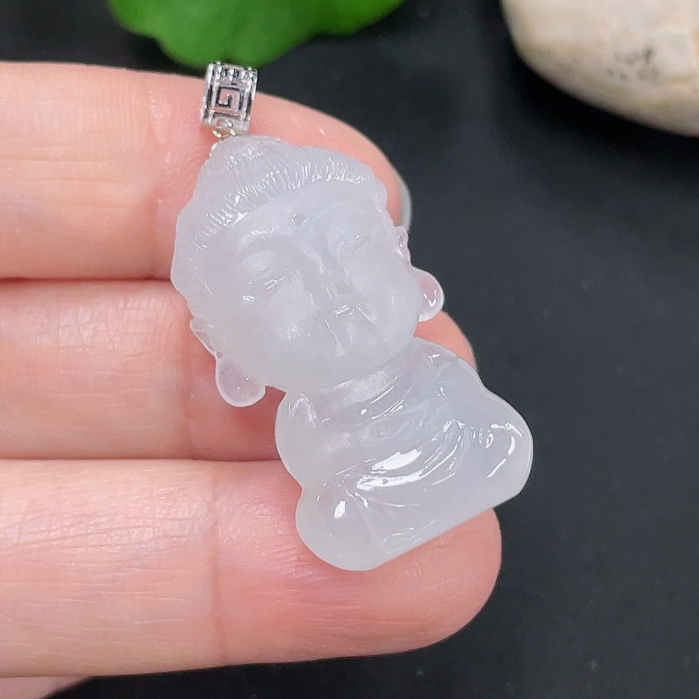 Jadeite Guanyin Pendant 18K Gold Total Weight Approx. 9g