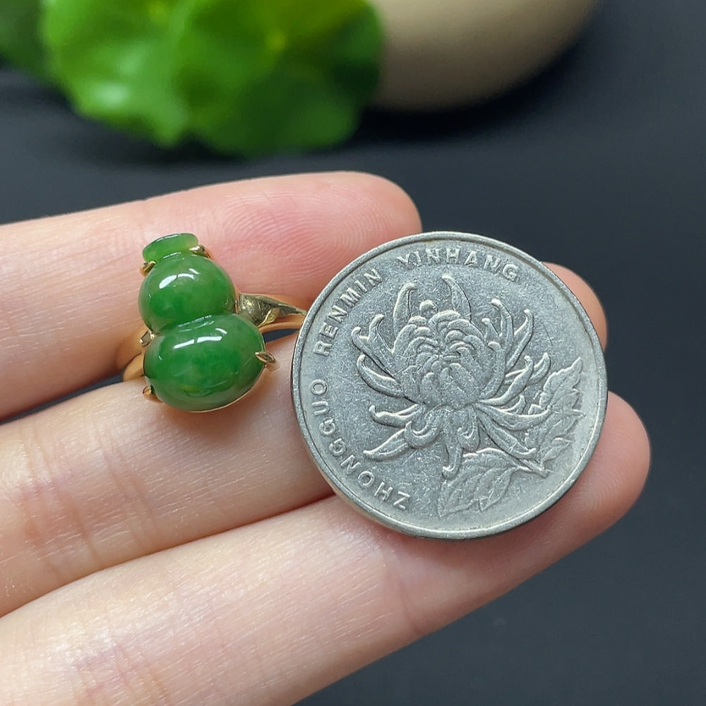 Jadeite Gourd Inlay Ring 18k Total Weight Approx. 3.87g Size 13