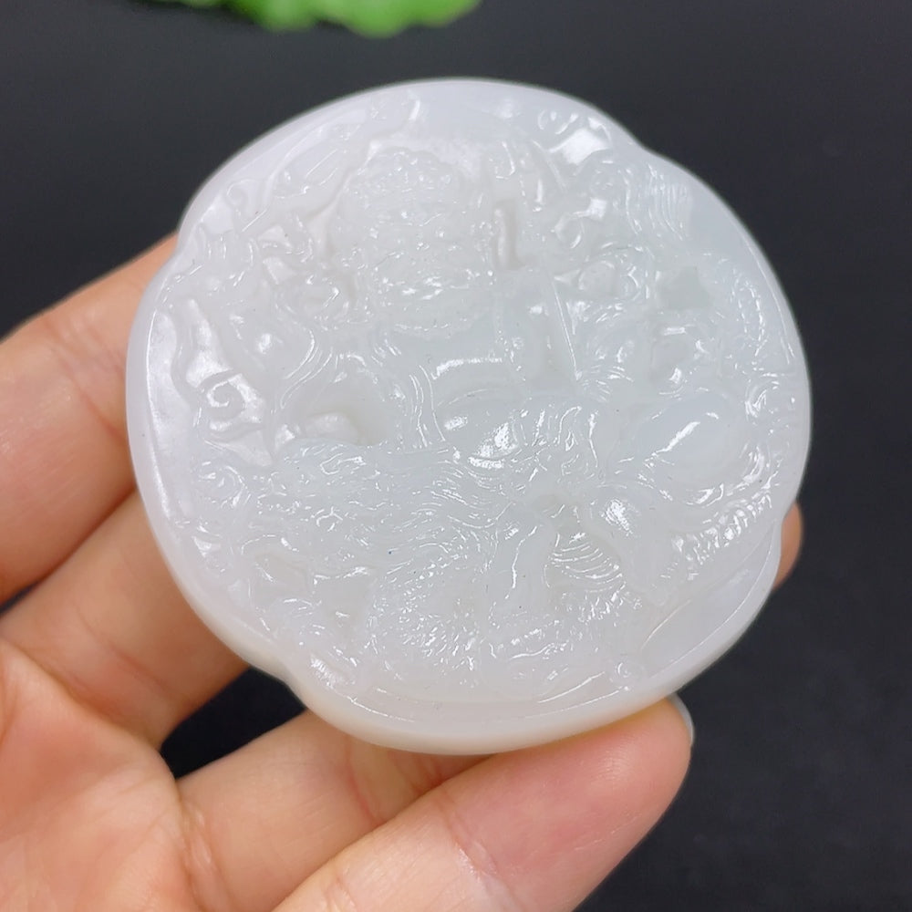Hetian Jade Pendant - Fudō Myōō, Total Weight Approx. 64g
