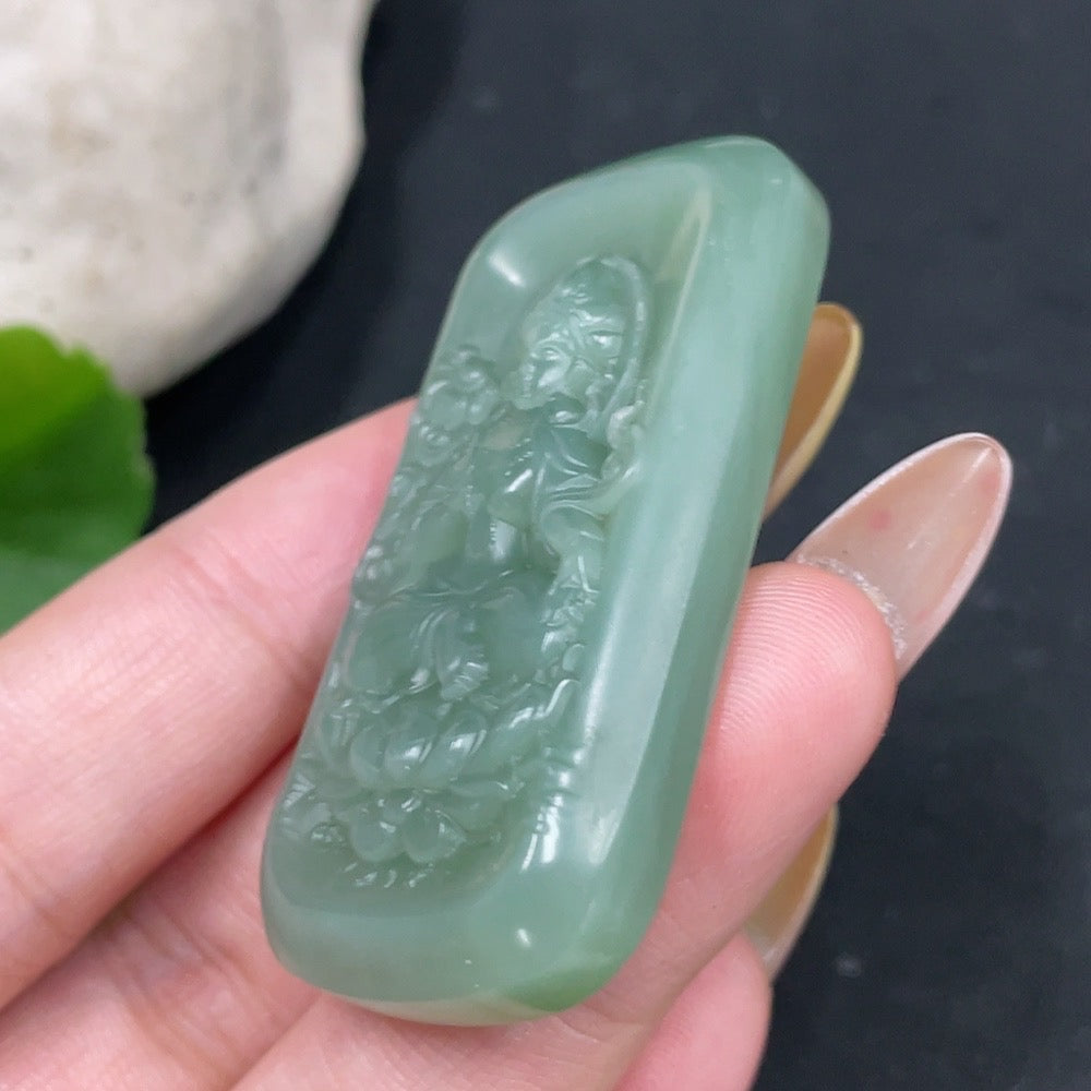 Hetian Jade Pendant Green Tara Total Weight Approx. 27.4g