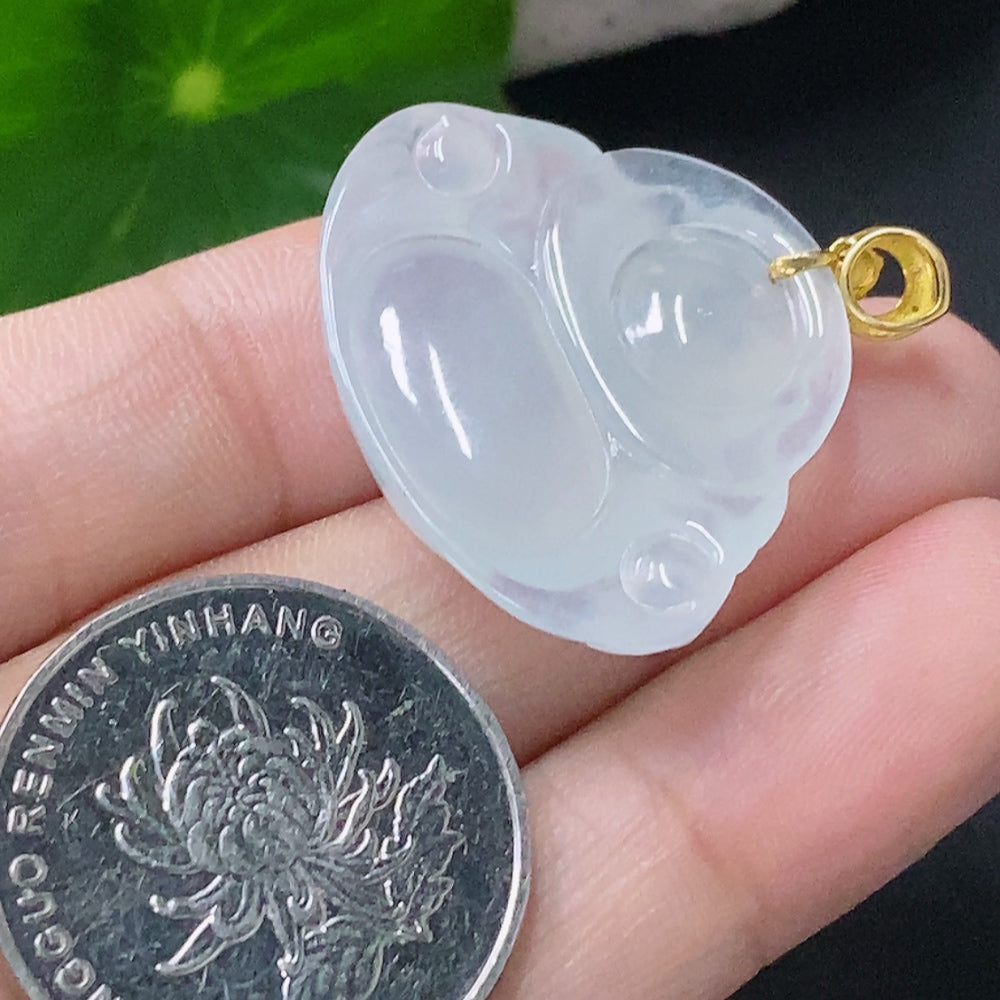 Jadeite Pendant Buddha in 18K Gold with Non-Diamond, Total Weight Approx. 5.2g