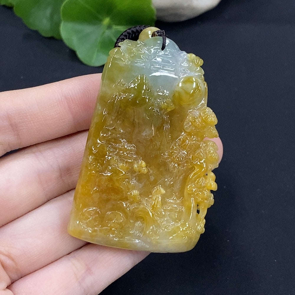 Jadeite Landscape Pendant Total Weight Approx. 43.4g