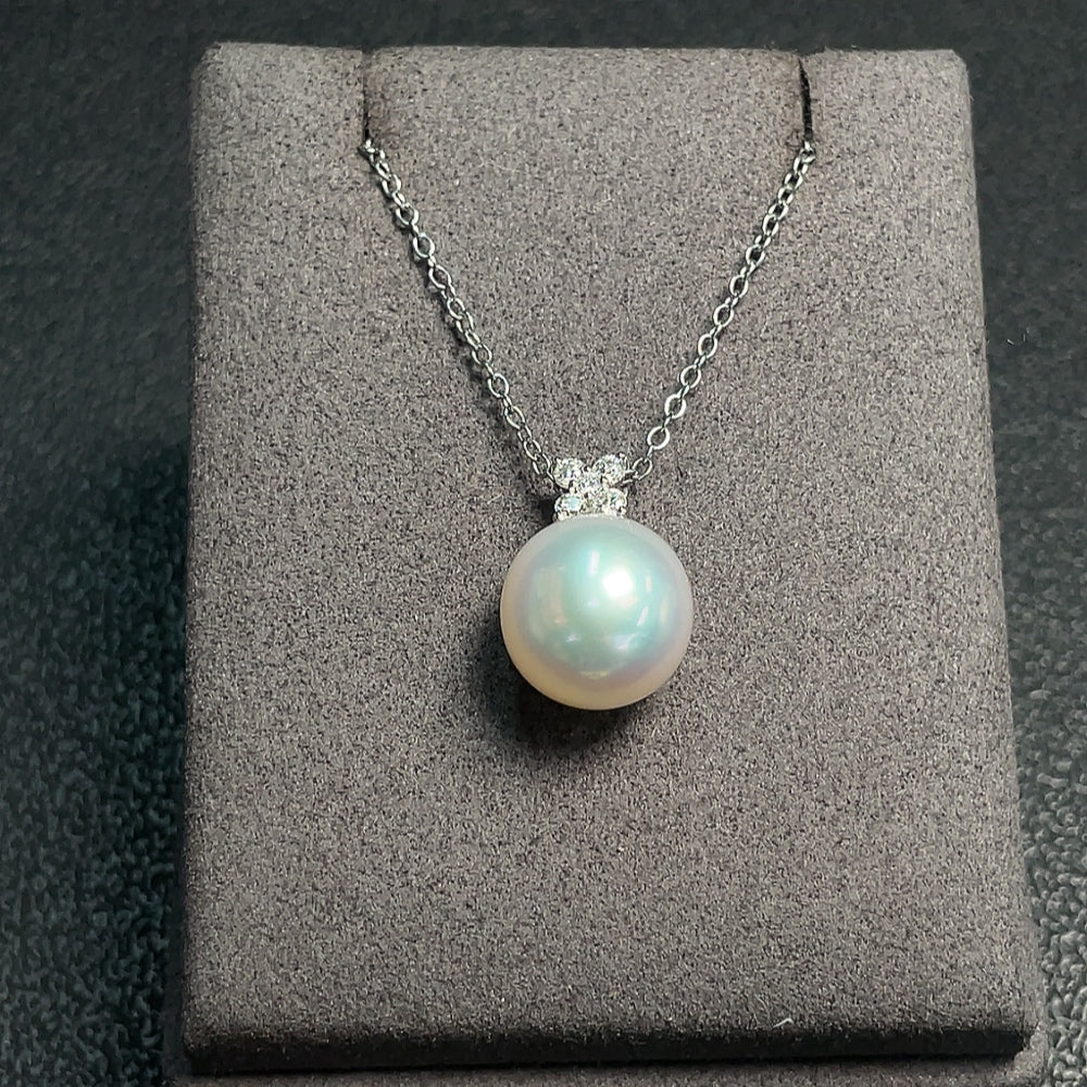 Seawater Pearl Pendant Necklace Non-Gold Chain 18K Gold Pendant Non-Diamond Total Weight Approx. 4.92g Including Chain Card Size About 12.4mm