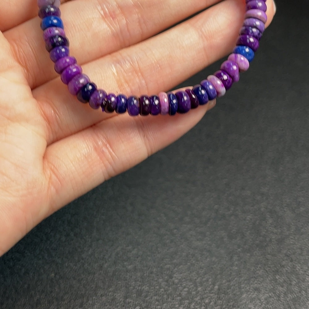 Sugilite Bracelet (Purple Only, Contains Other Mineral Components, Visible Organic Matter, Total Weight Approx. 10.2g, Size Approx. 5.7mm Including Minerals)