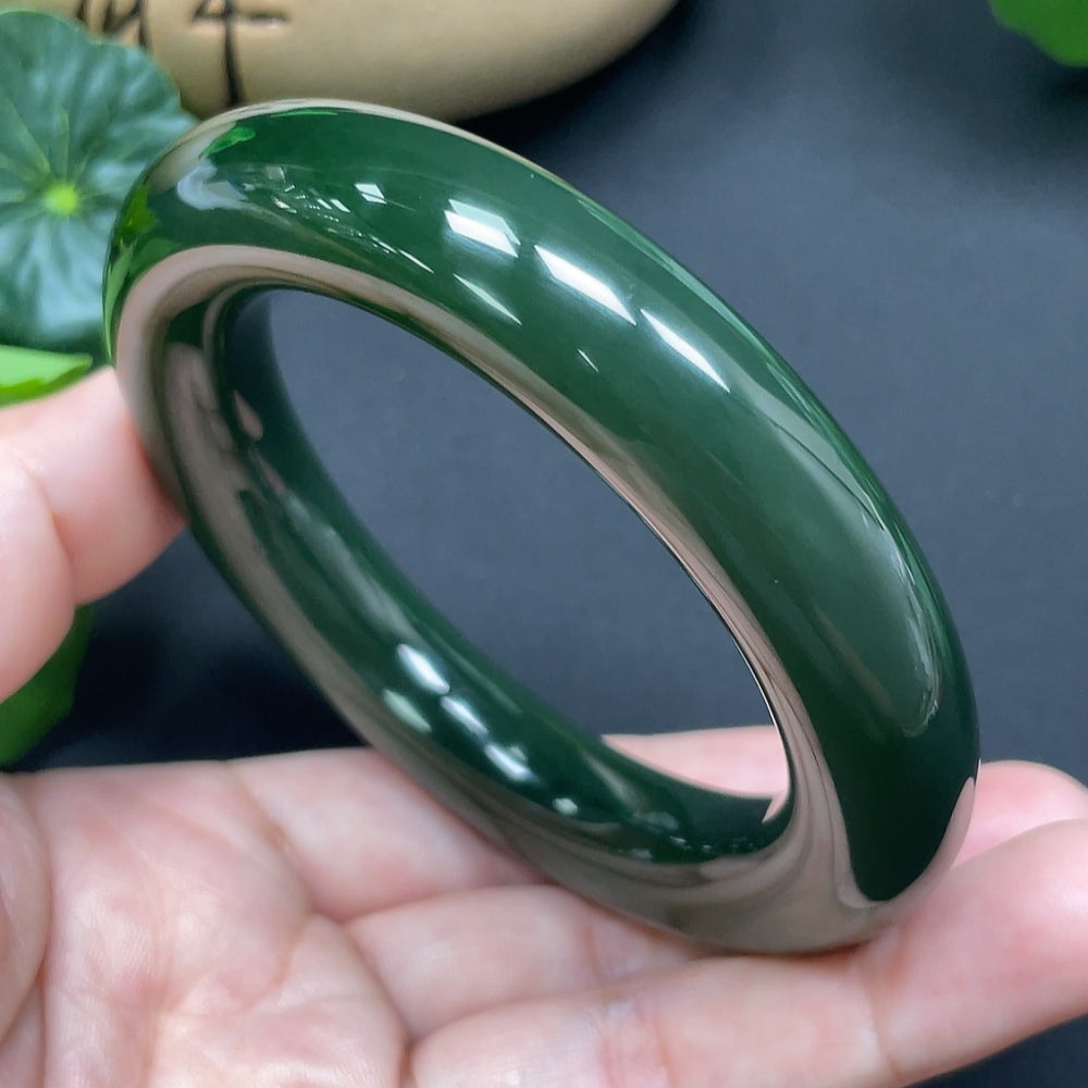 Hetian Jade Green Jade Round Bangle