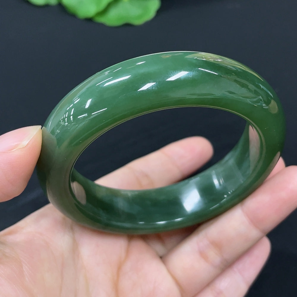 Hetian Jade Green Jade Round Bangle