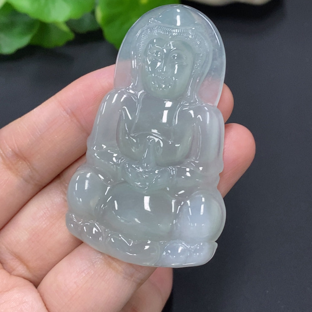 Jadeite Guanyin Pendant Total Weight Approx. 21.6g