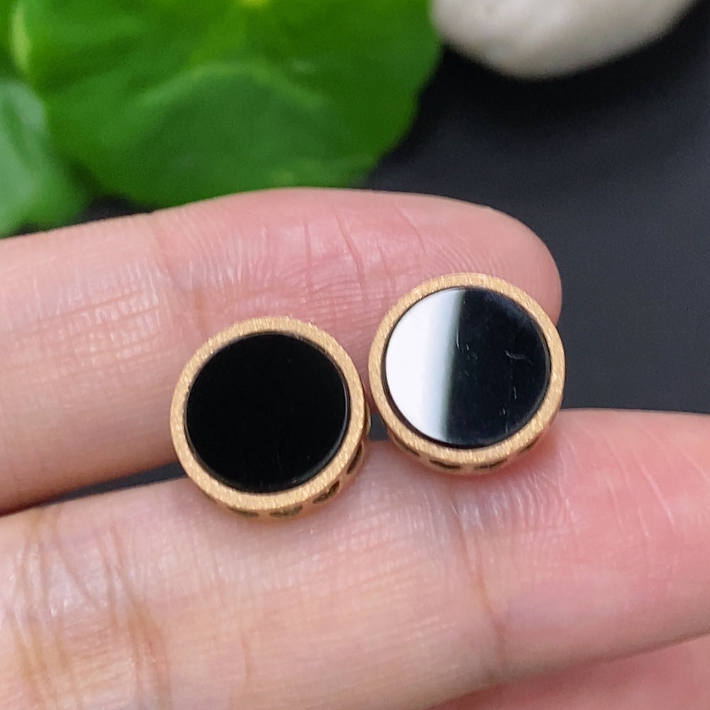 Jadeite Ear Studs 18K Gold Without Ear Backs