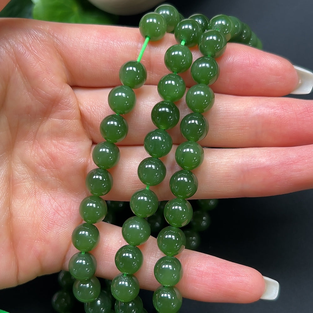 Hetian Jade Jasper Bracelet 8mm Approx. 87.27g with String