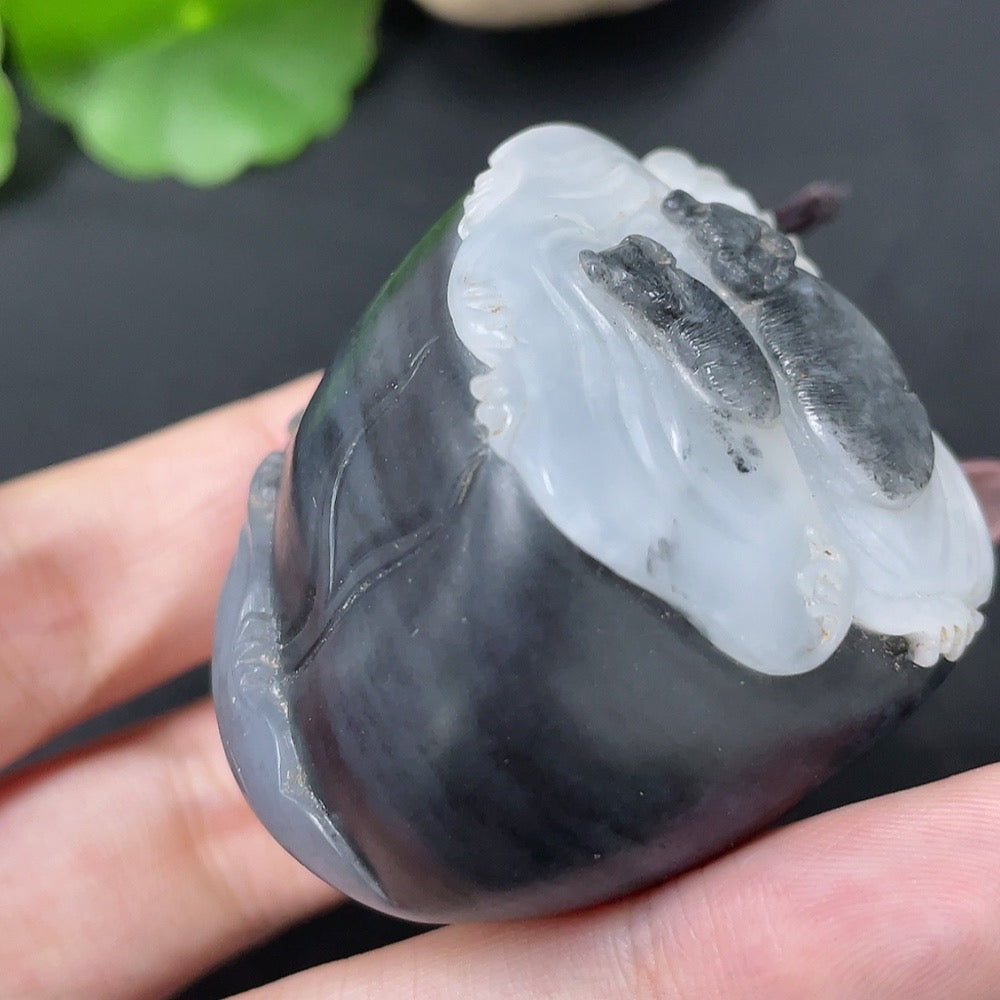 Hetian Jade Handheld Carving Ox with Other Mineral Components, Total Weight Approximately 115.6g