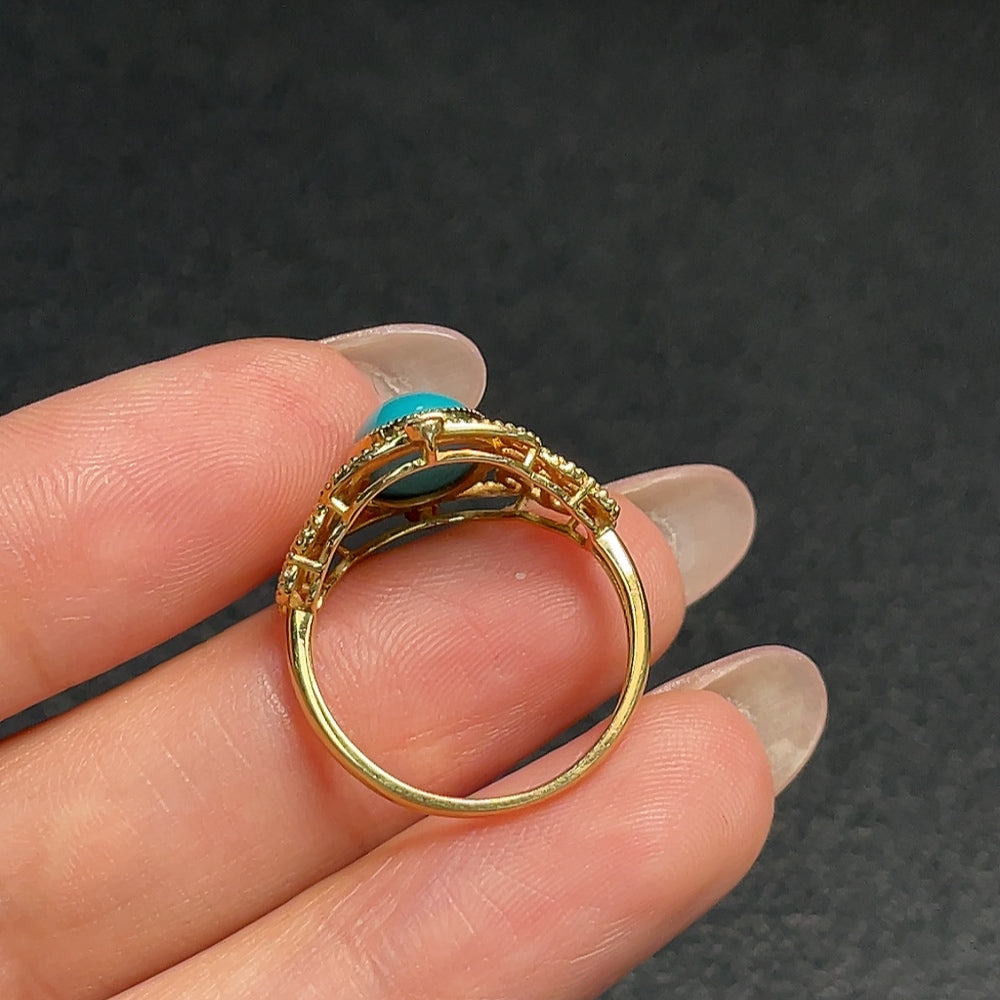 Turquoise Ring 73% Gold Content No Diamond Total Weight Approx. 3.29g Size 14