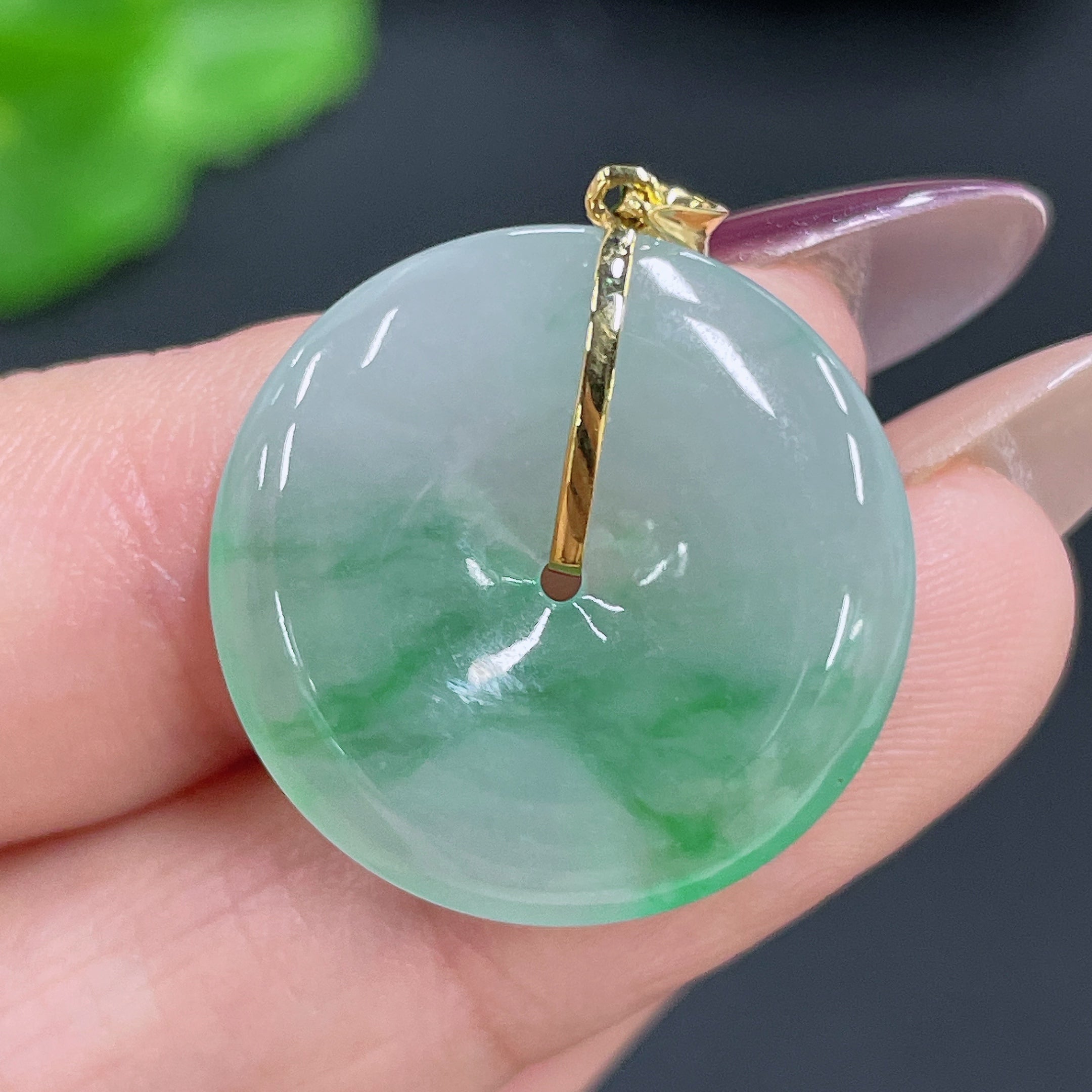 Jadeite Pendant Peace Buckle 18k Buckle Head Total Weight Approx. 3.86g