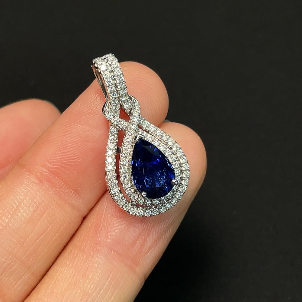 Sapphire Pendant, Color Origin Undetermined, 18K Gold, Non-Diamond