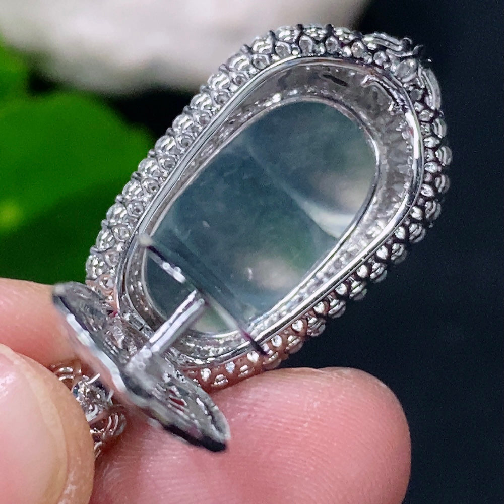 Jadeite Mosaic Lucky Bean Pendant 18k with Diamond Accent, Total Weight Approximately 7.13g
