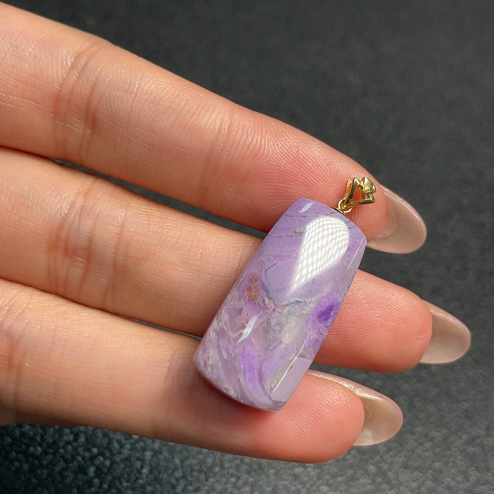18K Gold Sugilite Pendant Only This Purple Containing Other Mineral Components Total Weight Approximately 4.89g