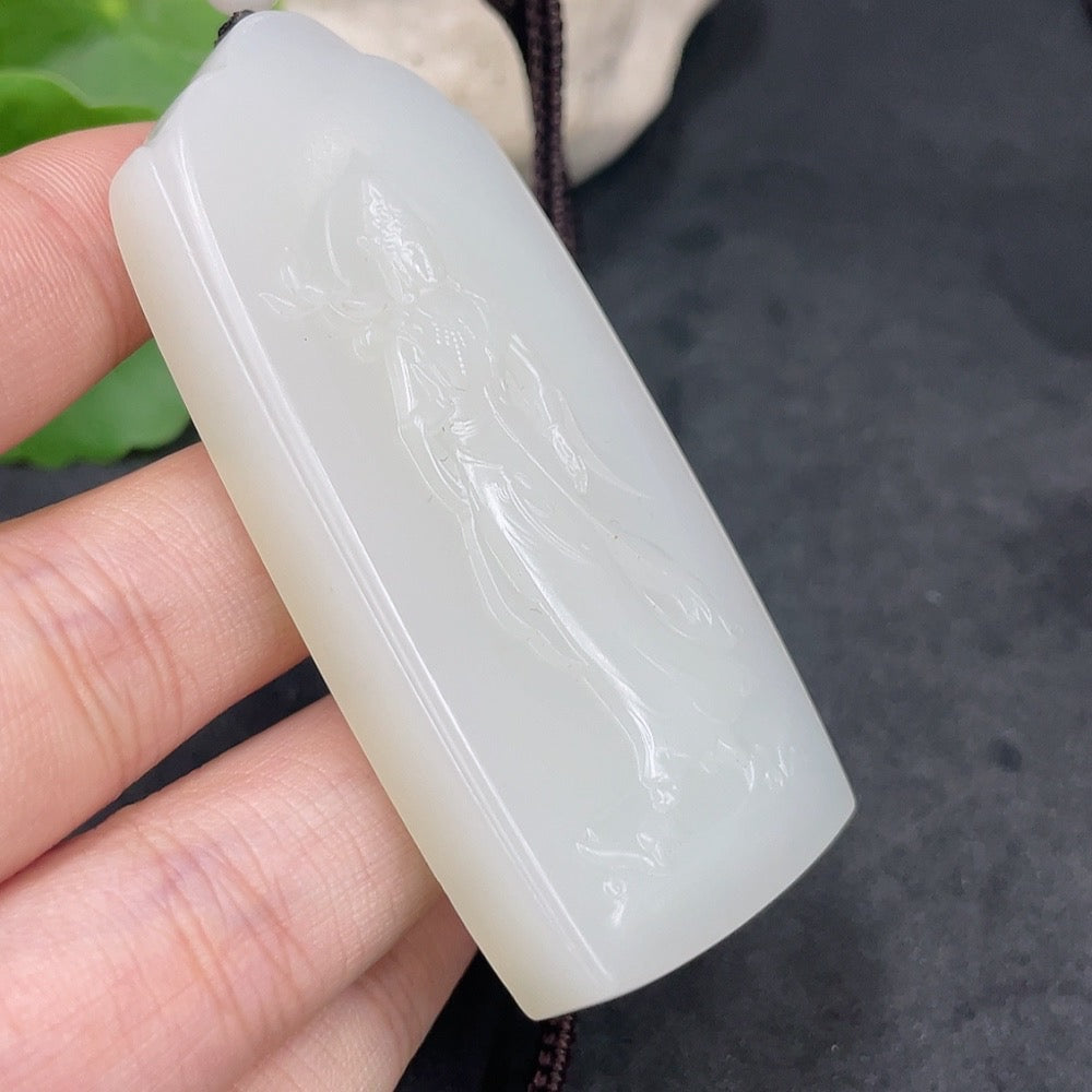 Hetian Jade Pendant Guanyin Gross Weight Approx. (with rope) 58.3g