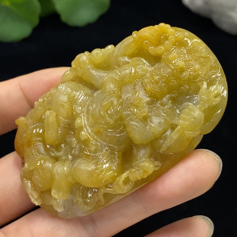 Jadeite Mahakala Pendant Total Weight Approx. 66.27g Color Origin Undetermined