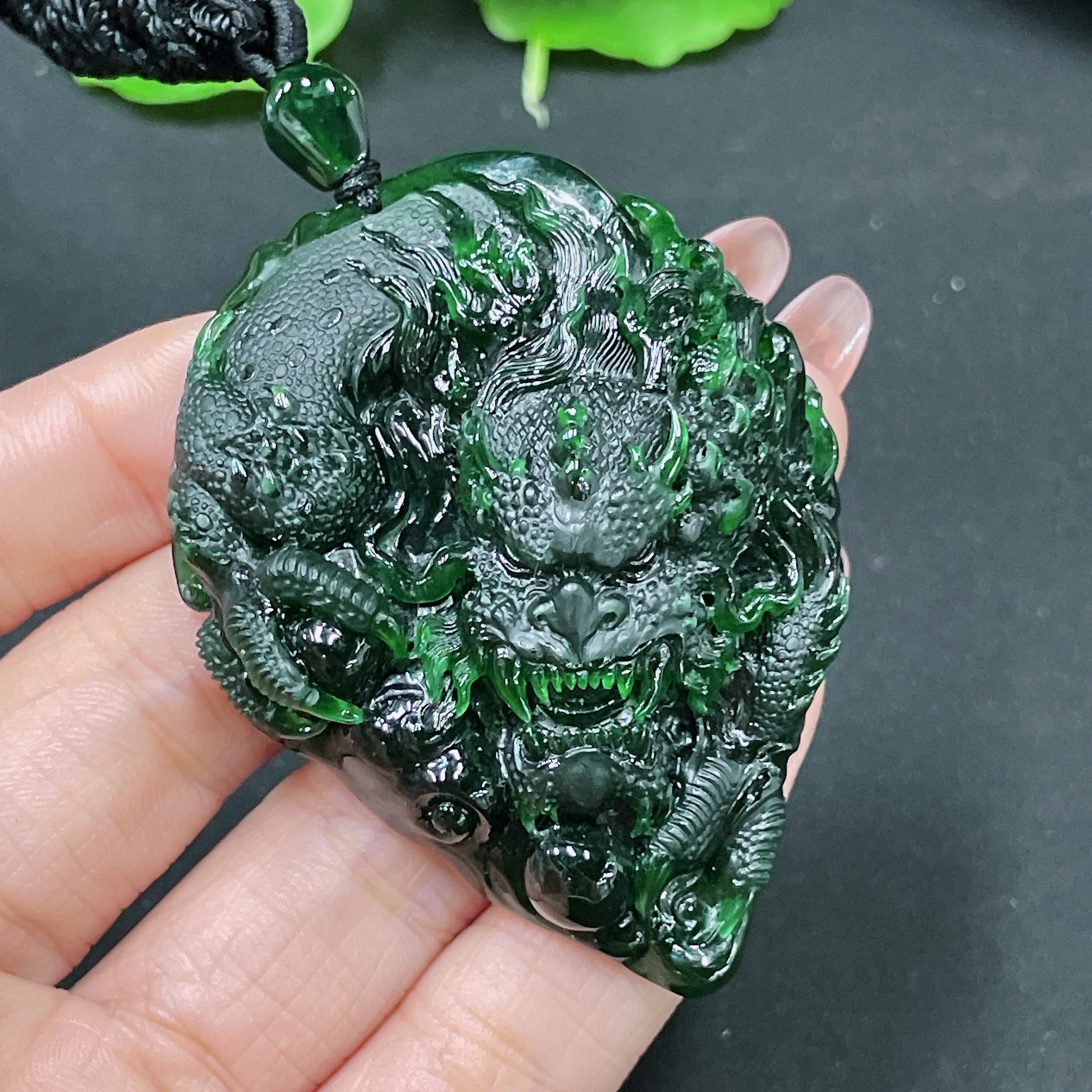 Jadeite Pendant Dragon Plaque Total Weight Approx. 49.58g