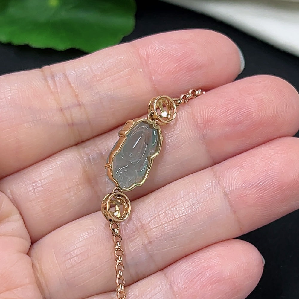 Jadeite inlaid bracelet 18K gold