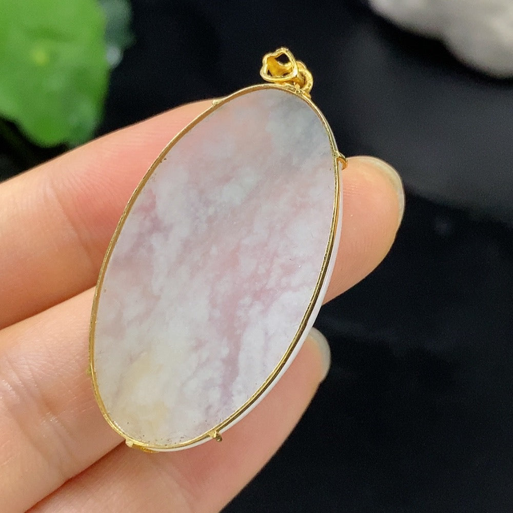 Jadeite Enlightenment Pendant 18K Gold Total Weight Approx. 6.1g