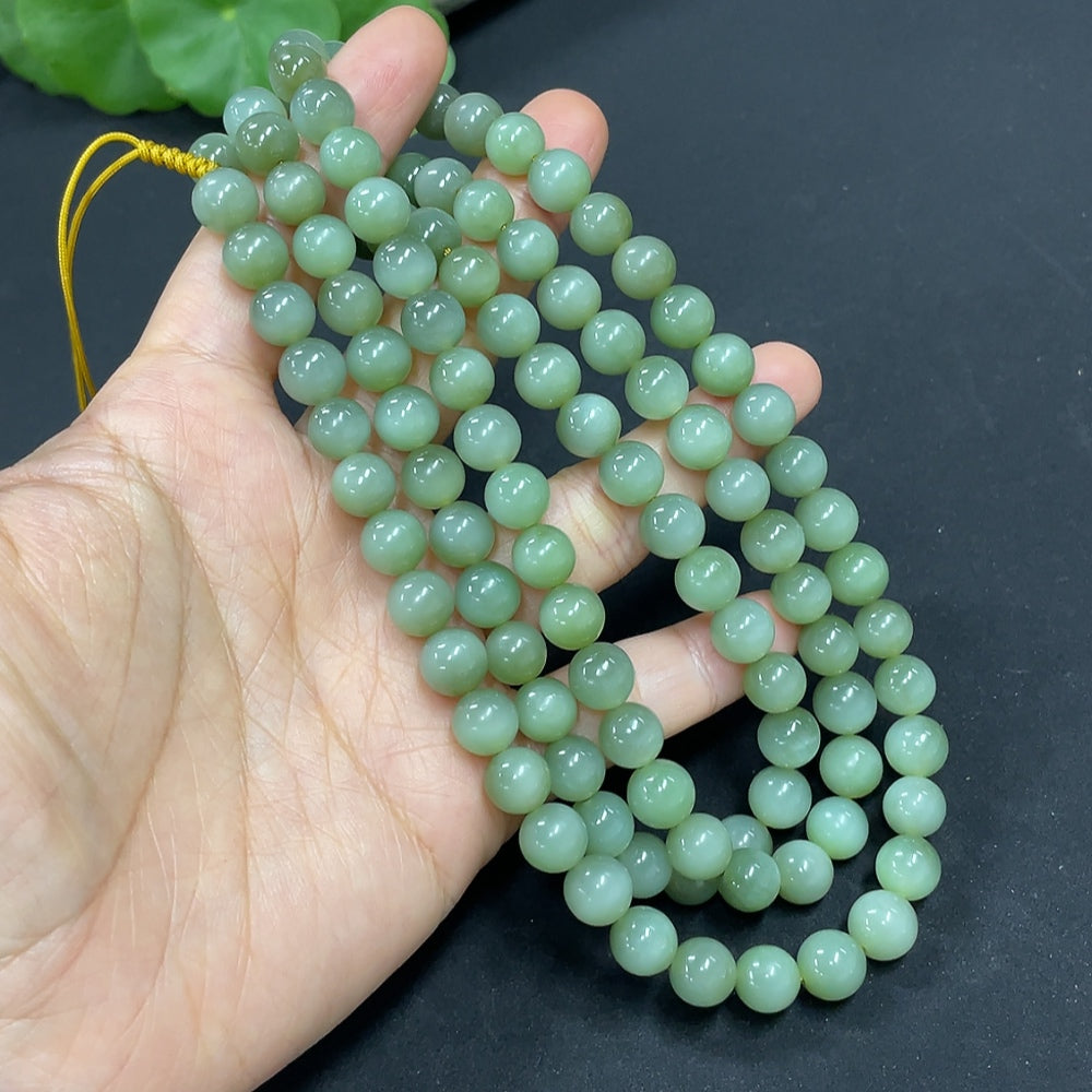 Hetian Jade Jasper Bead Necklace, approx. 7.8mm, total weight approx. 86.6g