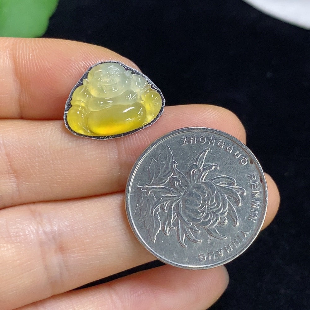 Jadeite Buddha Inlay Piece, Total Weight Approximately 0.91g