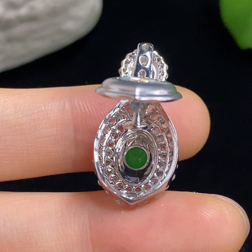 Jadeite Cabochon Pendant with 18k Gold and Diamond Accents