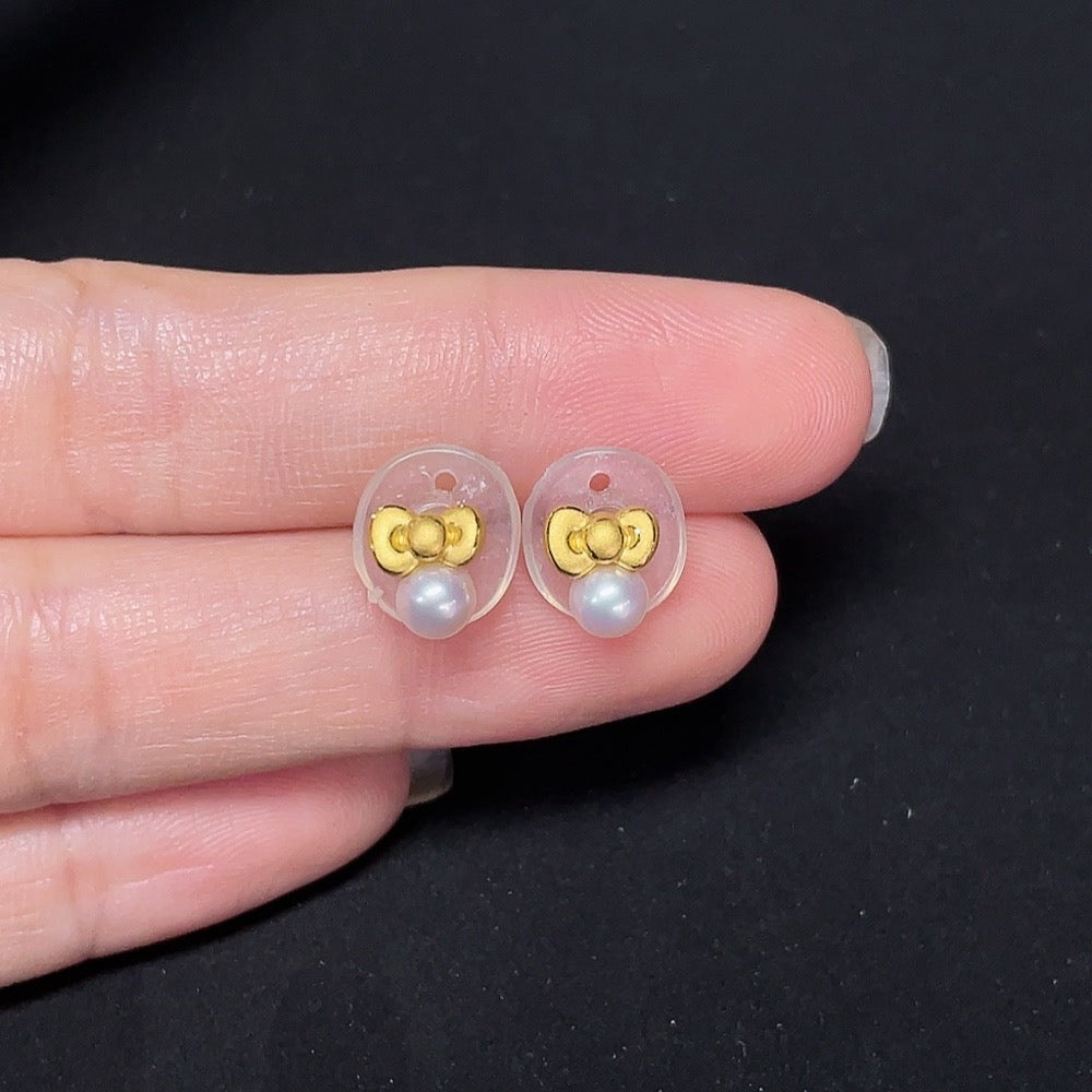 Pearl Stud Earrings with 99% Gold Setting