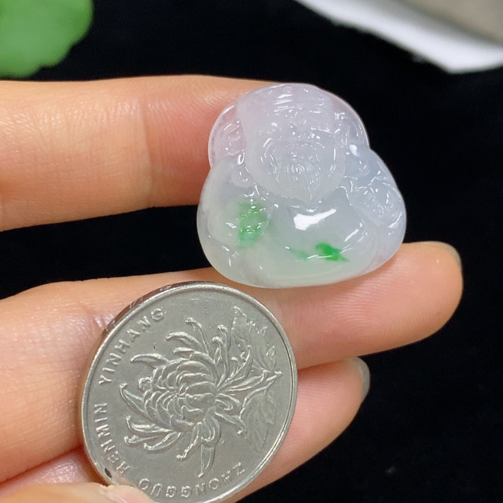 Jadeite God of Wealth Pendant, Total Weight Approx. 6g