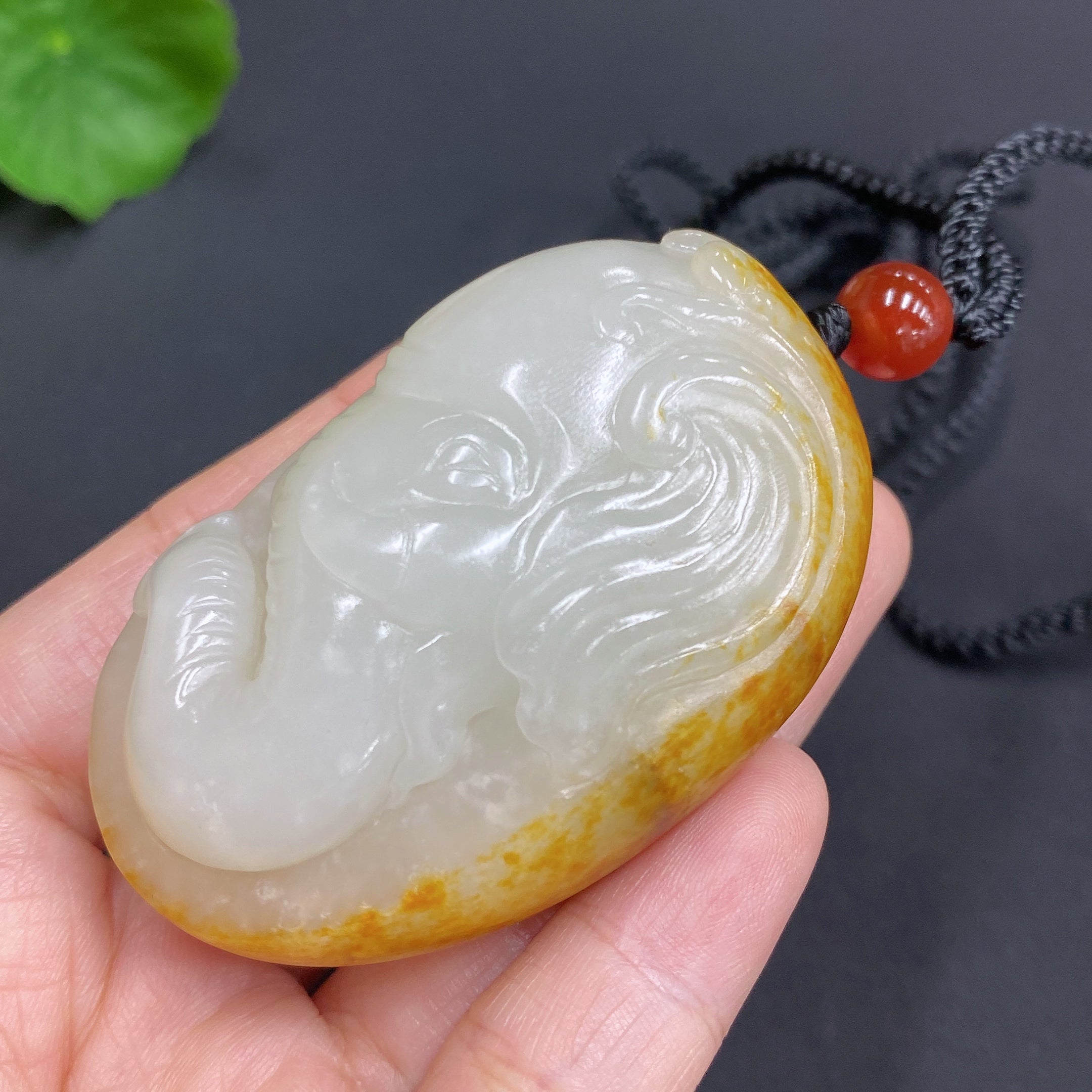 Hetian Jade Pendant Auspicious Undetermined Skin Color Formation Total Weight (Including Rope) Approx. 85.7g